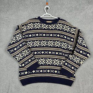Landrover Sweater Mens Size Large Cable Knit Nordic Crewneck Vintage Pullover